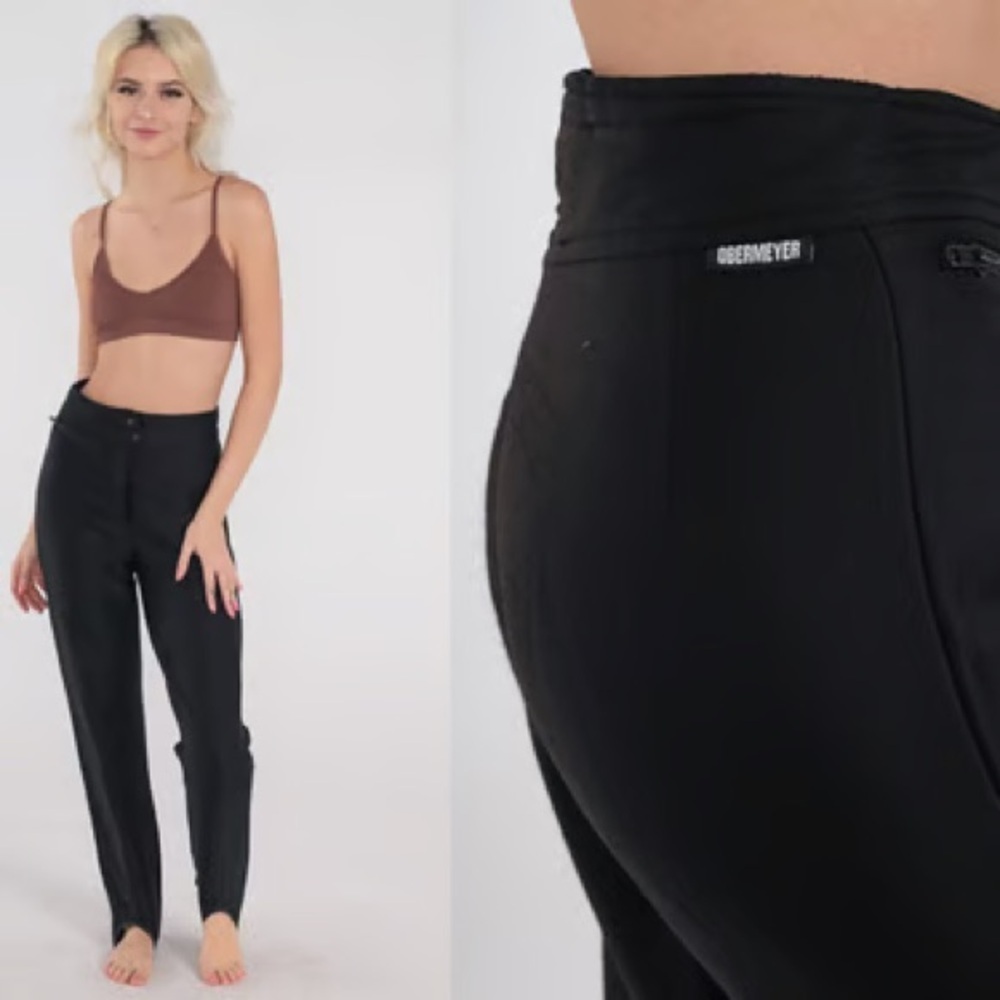 Vtg Obermeyer Ski Pants 80s Stirrup Tapered Trousers High Waisted (105)